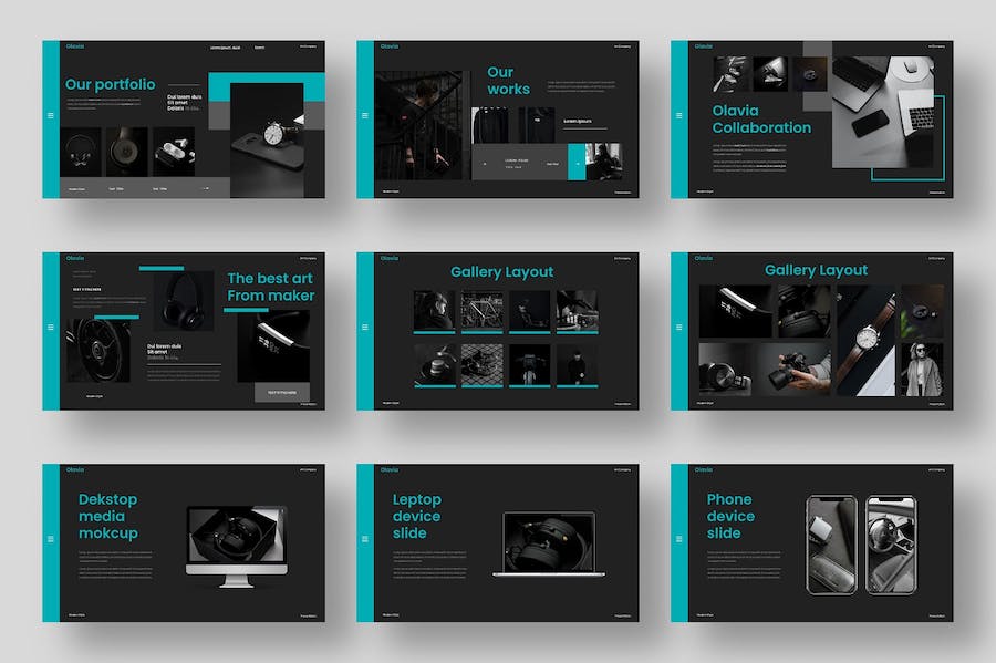 黑色系创意公关公司团队人员介绍商业风格PPT模板 - 顶尖PPT