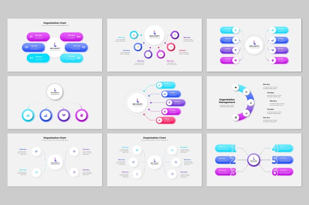 彩色流程图组织架构图形keynote动画模板 - 顶尖PPT