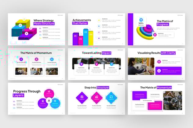 矩阵和分层信息图形keynote模板 - 顶尖PPT