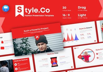 红色时尚流行风格通用keynote模板 - 顶尖PPT