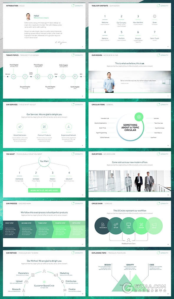 80多页8种配色主题keynote高端线条动画模板 - 顶尖PPT