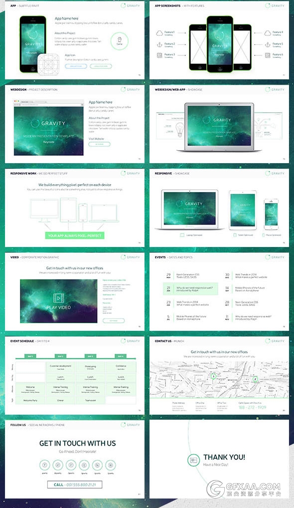 80多页8种配色主题keynote高端线条动画模板 - 顶尖PPT