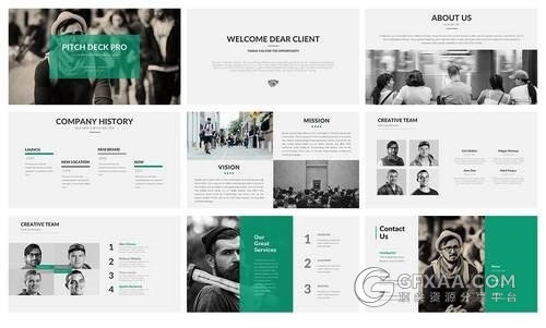 扁平化简约大气商务团队介绍PPT模板 - 顶尖PPT