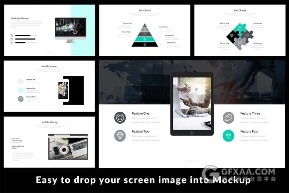 66页白底扁平化风格商务总结汇报PPT模板100种配色文件 - 顶尖PPT