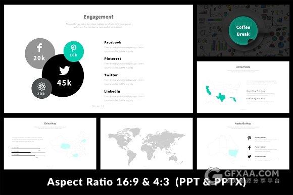 66页白底扁平化风格商务总结汇报PPT模板100种配色文件 - 顶尖PPT