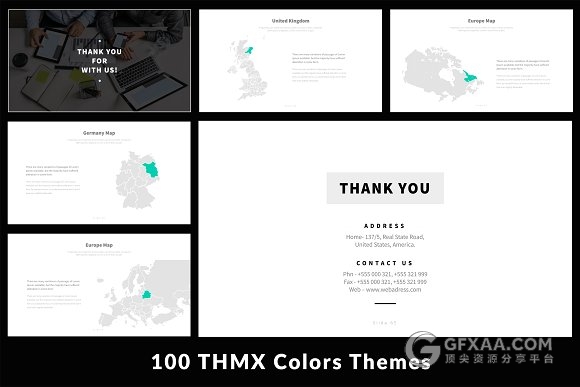 66页白底扁平化风格商务总结汇报PPT模板100种配色文件 - 顶尖PPT