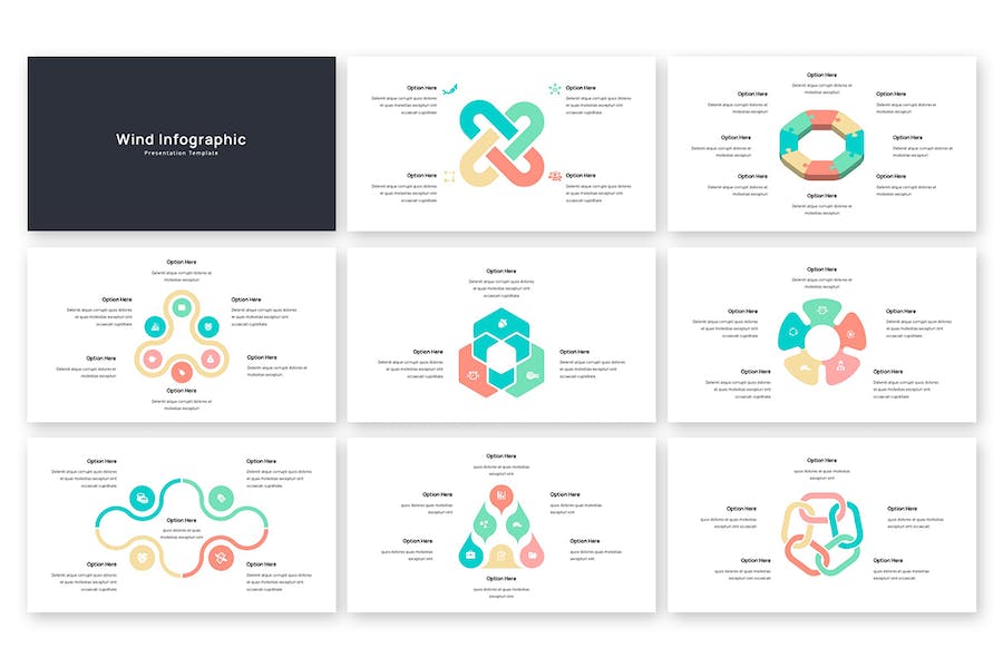彩色立体聚合信息图形国外keynote模板 - 顶尖PPT