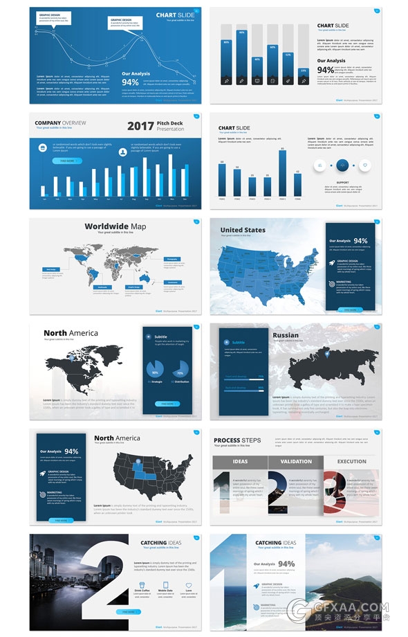 100多页10种配色主题高端欧美商务PPT模板 - 顶尖PPT