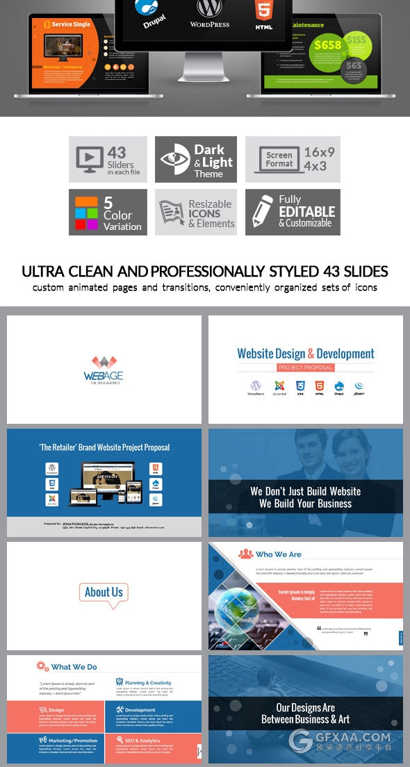 网页设计与开发项目团队介绍演示PPT模板 - 顶尖PPT