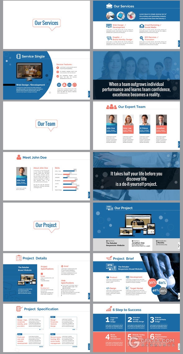 网页设计与开发项目团队介绍演示PPT模板 - 顶尖PPT