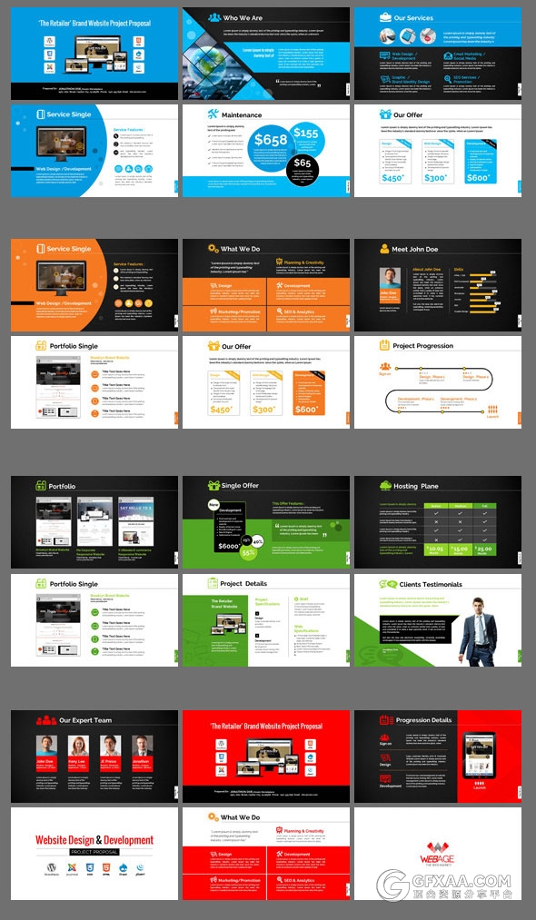 网页设计与开发项目团队介绍演示PPT模板 - 顶尖PPT