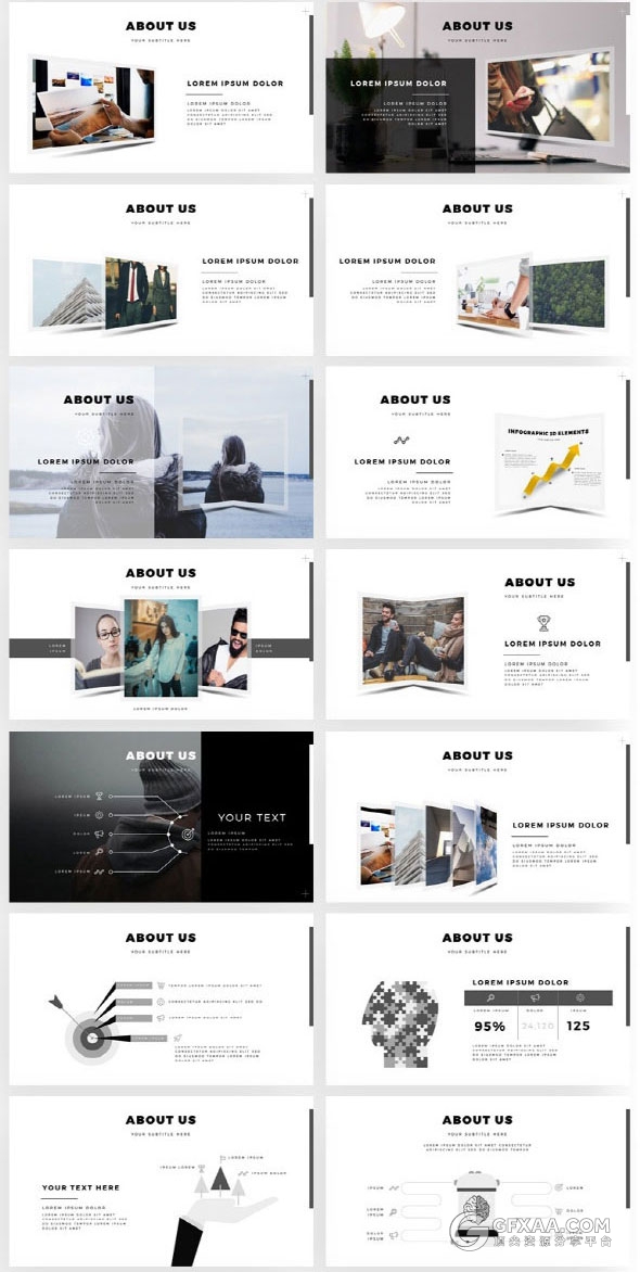 扁平化简约商务风格立体图片排版PPT模板 - 顶尖PPT