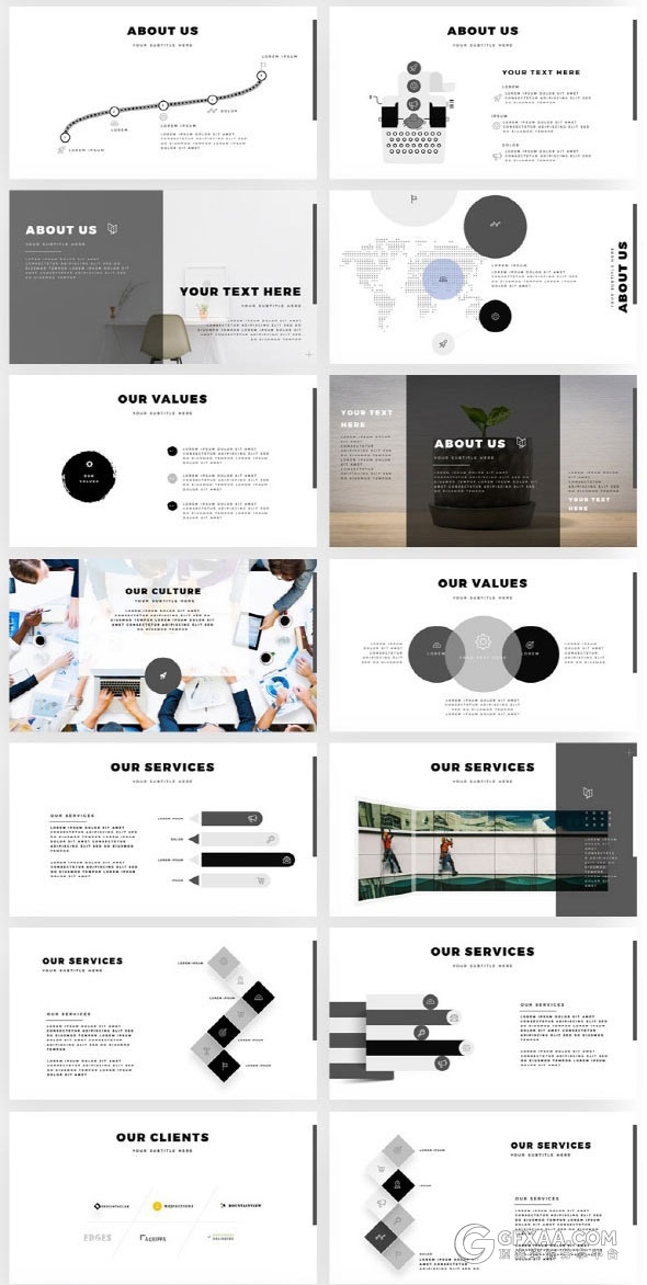 扁平化简约商务风格立体图片排版PPT模板 - 顶尖PPT