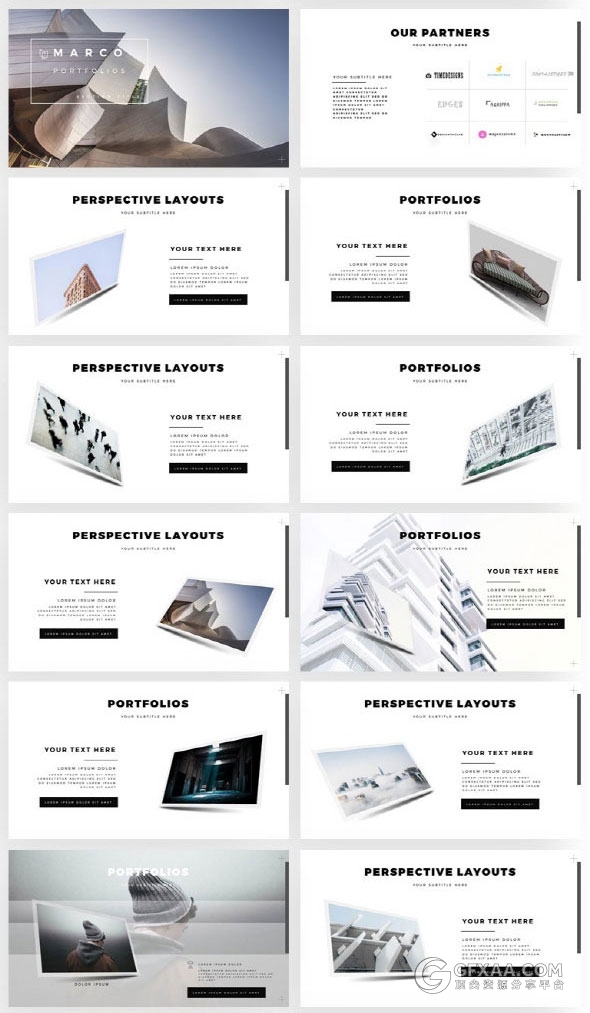 扁平化简约商务风格立体图片排版PPT模板 - 顶尖PPT