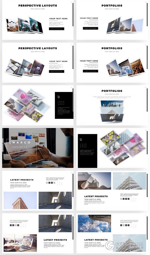 扁平化简约商务风格立体图片排版PPT模板 - 顶尖PPT