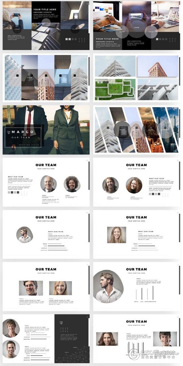 扁平化简约商务风格立体图片排版PPT模板 - 顶尖PPT