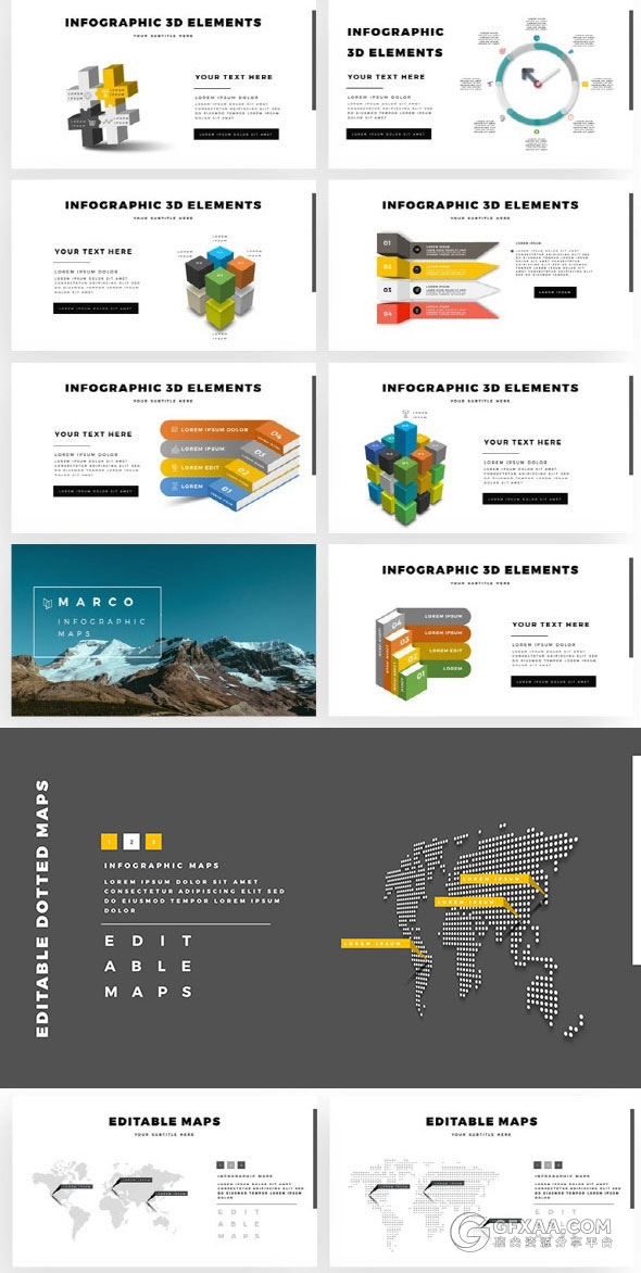 扁平化简约商务风格立体图片排版PPT模板 - 顶尖PPT