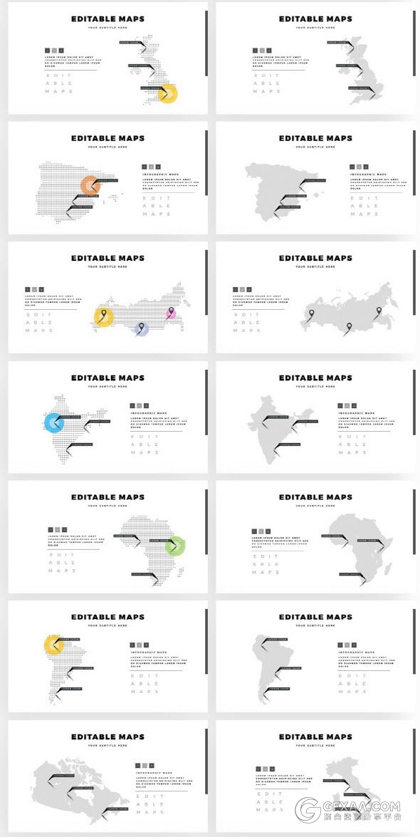 扁平化简约商务风格立体图片排版PPT模板 - 顶尖PPT