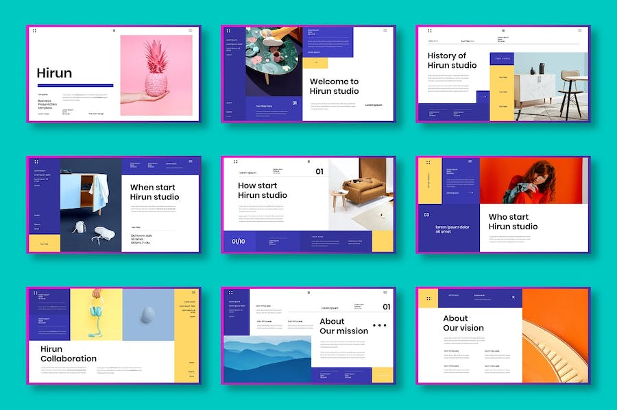 蓝色立体图片展示商务Keynote模板 - 顶尖PPT