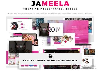 50页粉红时尚流行欧美PPT模板3种比例规格 - 顶尖PPT