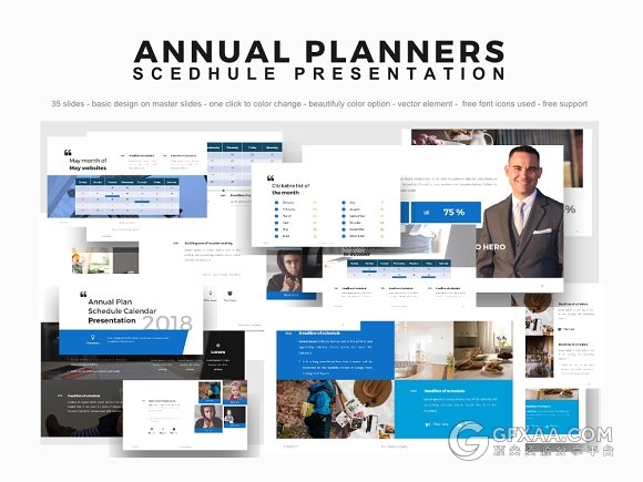 5种配色35页扁平化商务多用途PPT模板 - 顶尖PPT