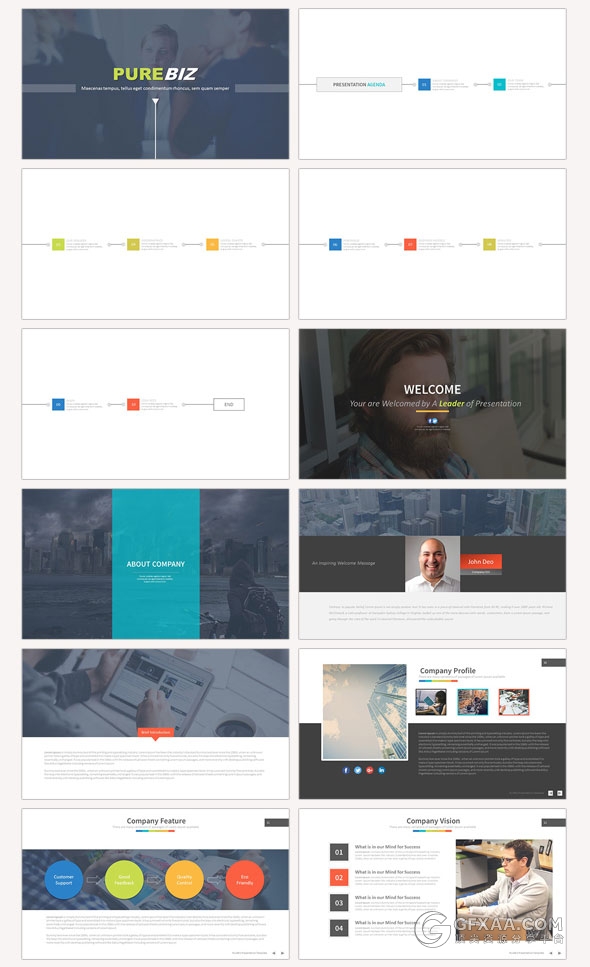 126多色搭配商务多用途PPT模板50种配色文件 - 顶尖PPT