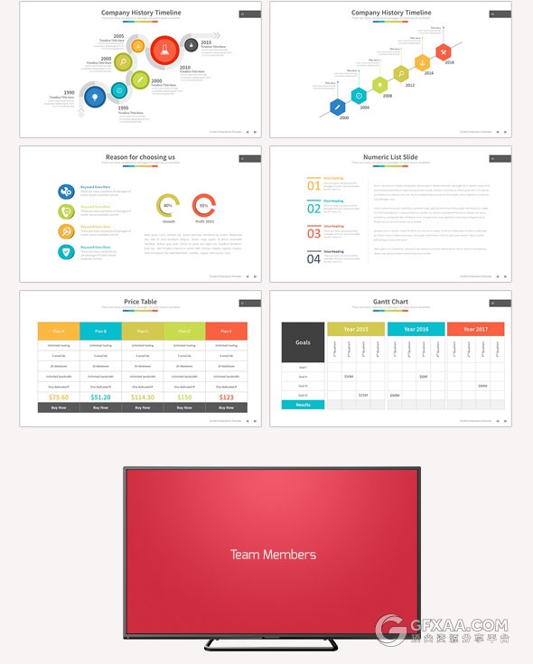 126多色搭配商务多用途PPT模板50种配色文件 - 顶尖PPT