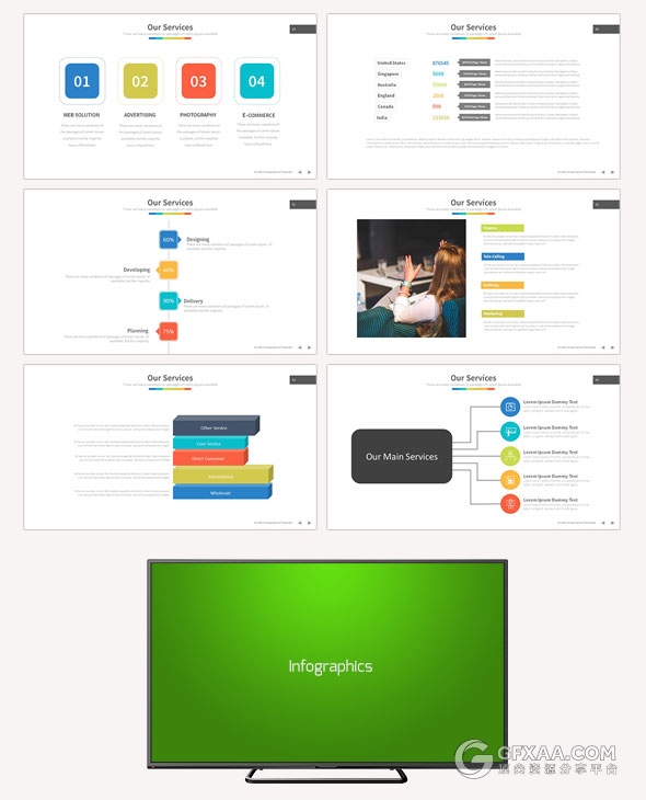 126多色搭配商务多用途PPT模板50种配色文件 - 顶尖PPT