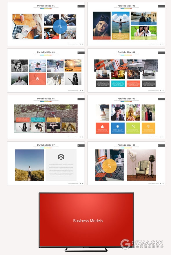 126多色搭配商务多用途PPT模板50种配色文件 - 顶尖PPT