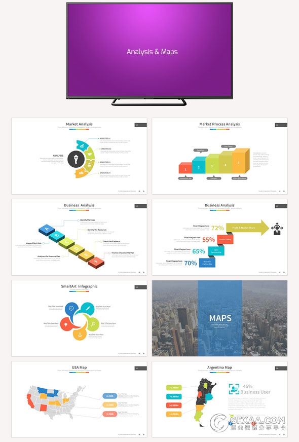 126多色搭配商务多用途PPT模板50种配色文件 - 顶尖PPT