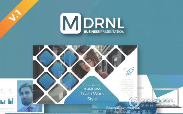 58页正方形组合创意商务PPT模板 - 顶尖PPT