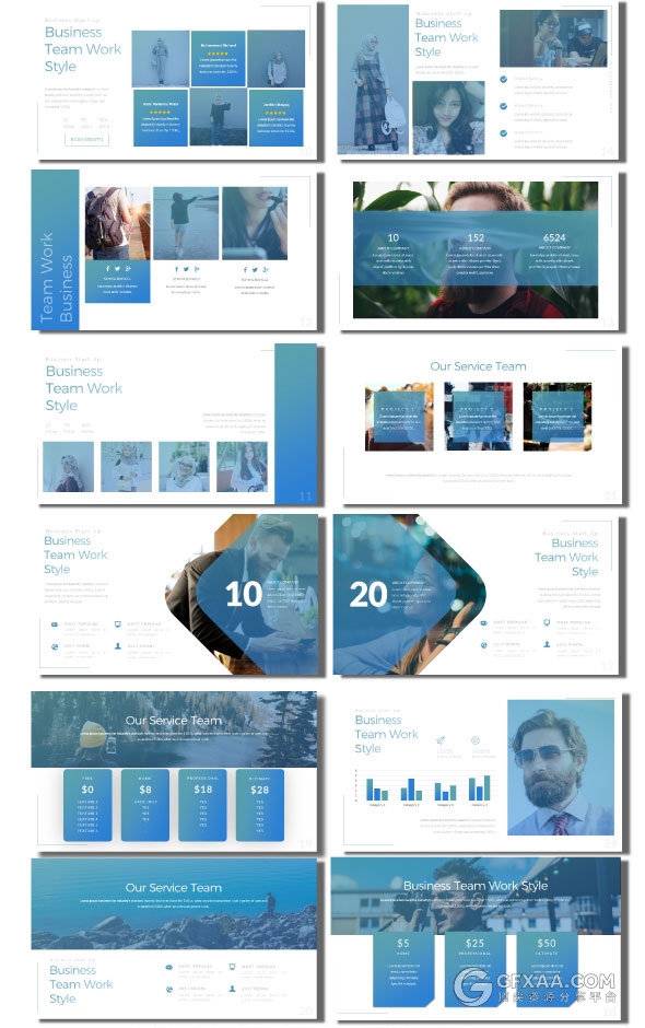 58页正方形组合创意商务PPT模板 - 顶尖PPT