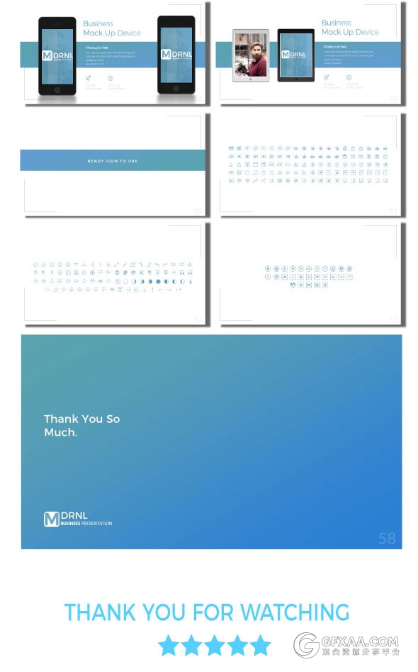 58页正方形组合创意商务PPT模板 - 顶尖PPT