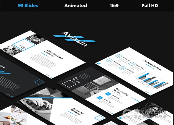 95页白底蓝色装饰多用途商务PPT模板 - 顶尖PPT