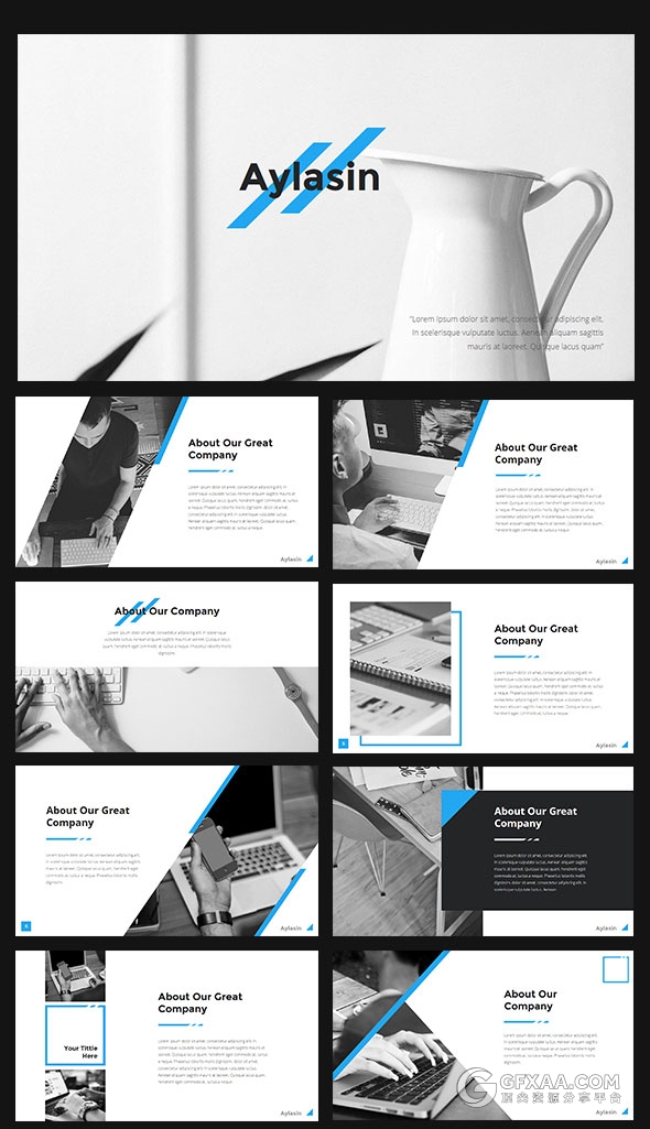 95页白底蓝色装饰多用途商务PPT模板 - 顶尖PPT