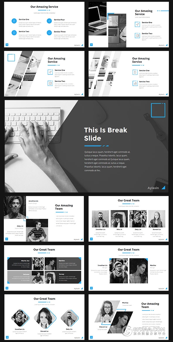 95页白底蓝色装饰多用途商务PPT模板 - 顶尖PPT