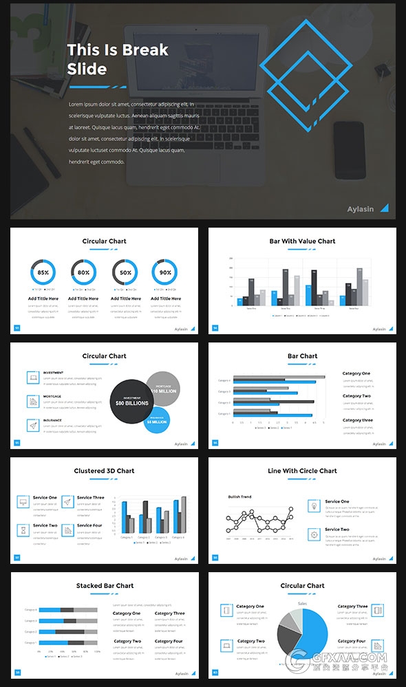 95页白底蓝色装饰多用途商务PPT模板 - 顶尖PPT