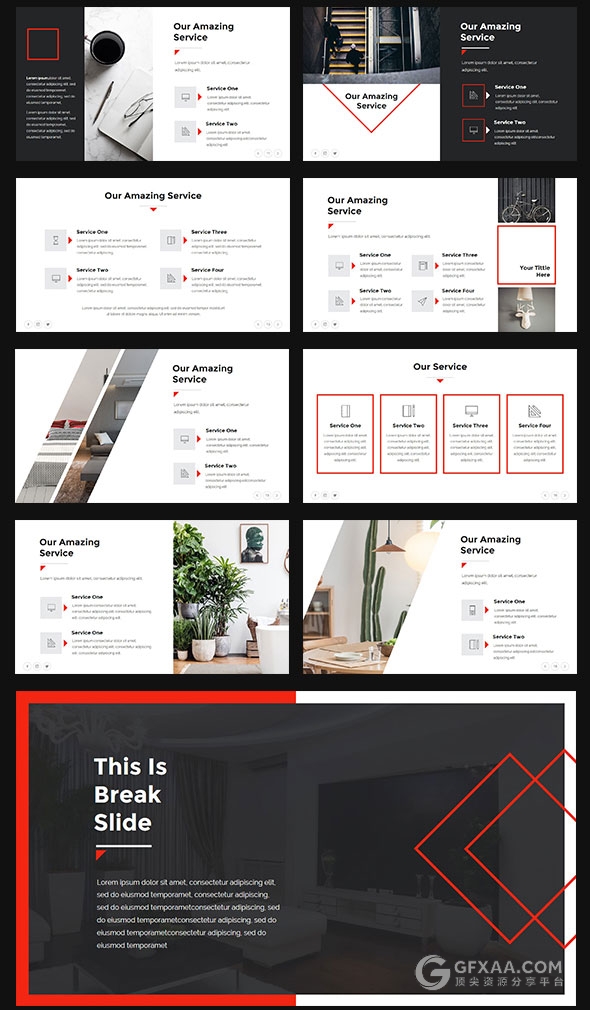 85页白底黑红搭配简约商务多用途PPT模板 - 顶尖PPT
