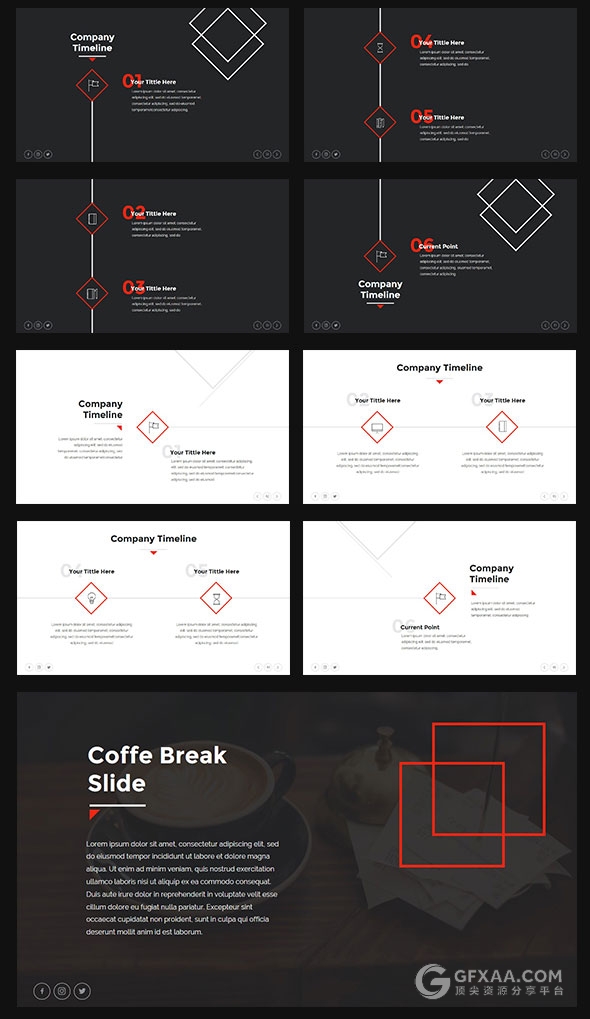 85页白底黑红搭配简约商务多用途PPT模板 - 顶尖PPT