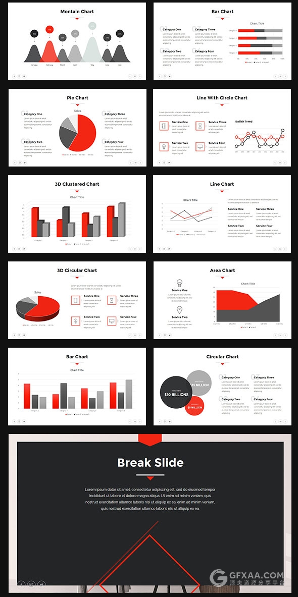 85页白底黑红搭配简约商务多用途PPT模板 - 顶尖PPT
