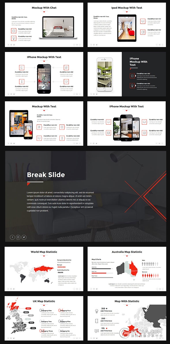 85页白底黑红搭配简约商务多用途PPT模板 - 顶尖PPT