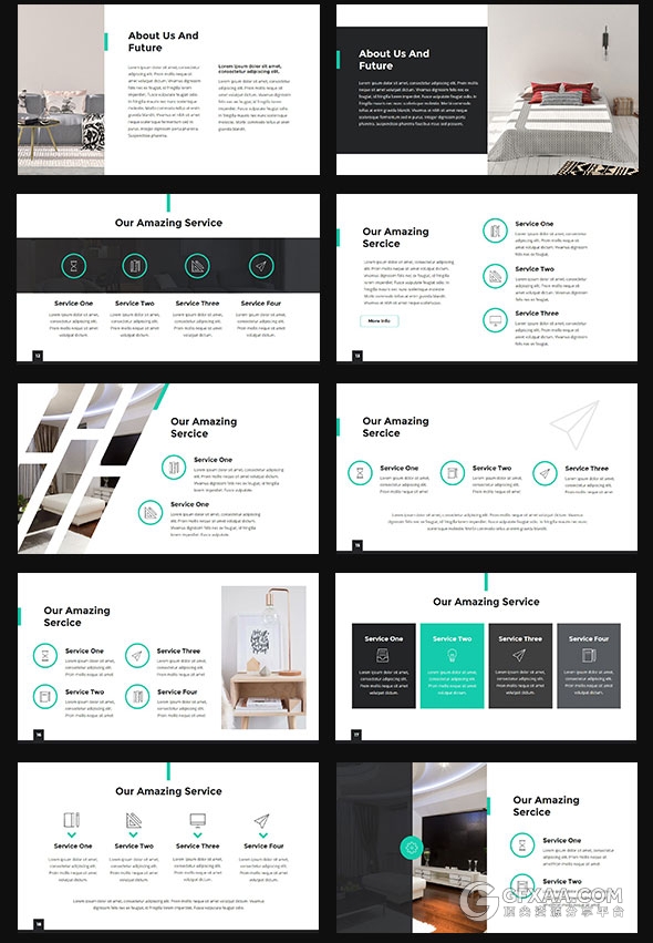 89页简约白底黑蓝商务风格PPT模板 - 顶尖PPT