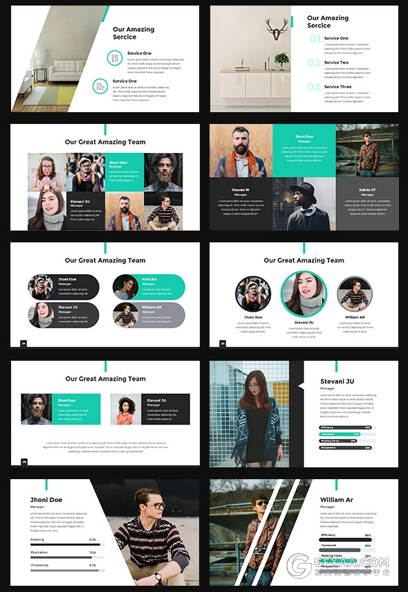 89页简约白底黑蓝商务风格PPT模板 - 顶尖PPT