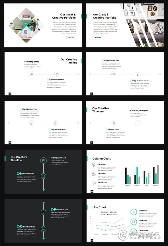 89页简约白底黑蓝商务风格PPT模板 - 顶尖PPT
