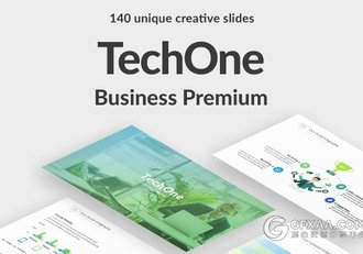 140多页蓝绿搭配色系商务通用PPT模板 - 顶尖PPT