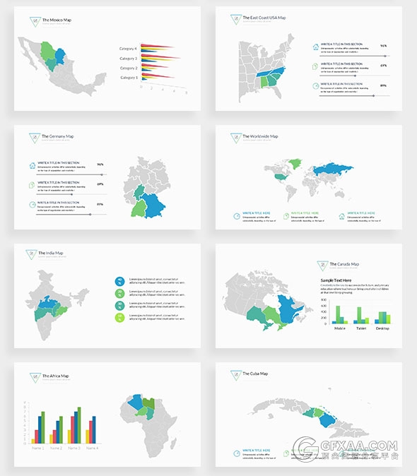 140多页蓝绿搭配色系商务通用PPT模板 - 顶尖PPT