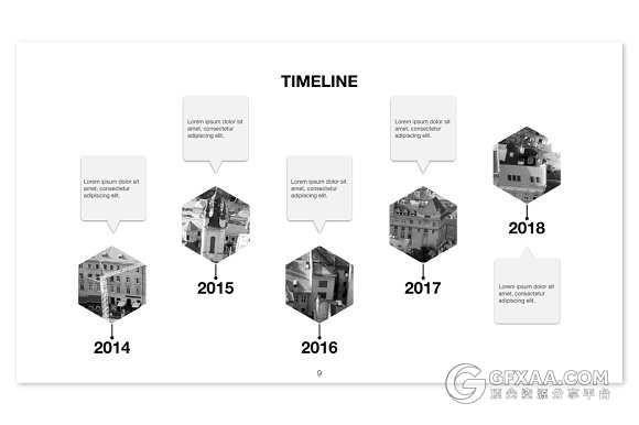 六边形组合创意简约PPT模板 - 顶尖PPT
