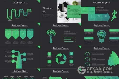 140页绿色渐变风格商务多用途PPT模板 - 顶尖PPT