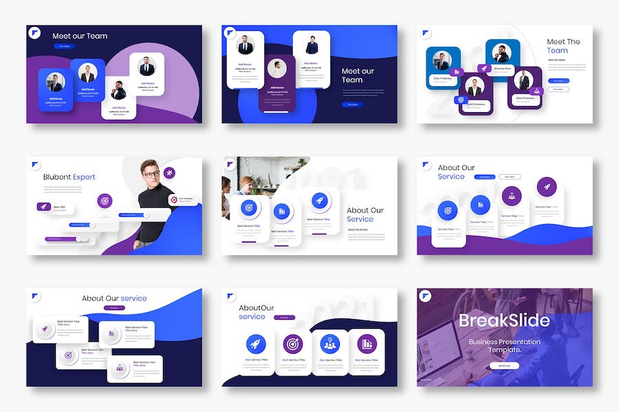 蓝紫色商业计划产品展示企业合作团队介绍多用途商务keynote模板 - 顶尖PPT