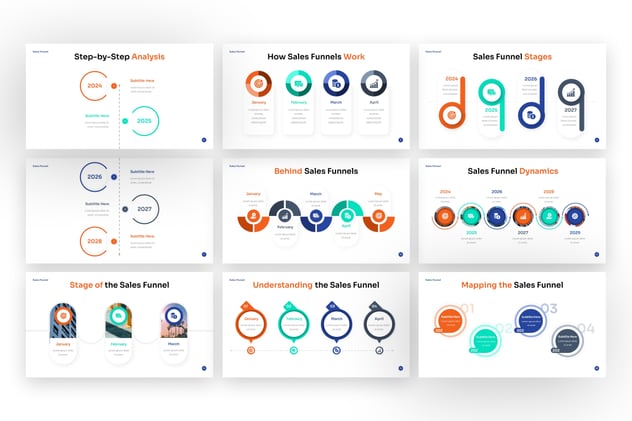 彩色销售漏斗图形keynote模板 - 顶尖PPT